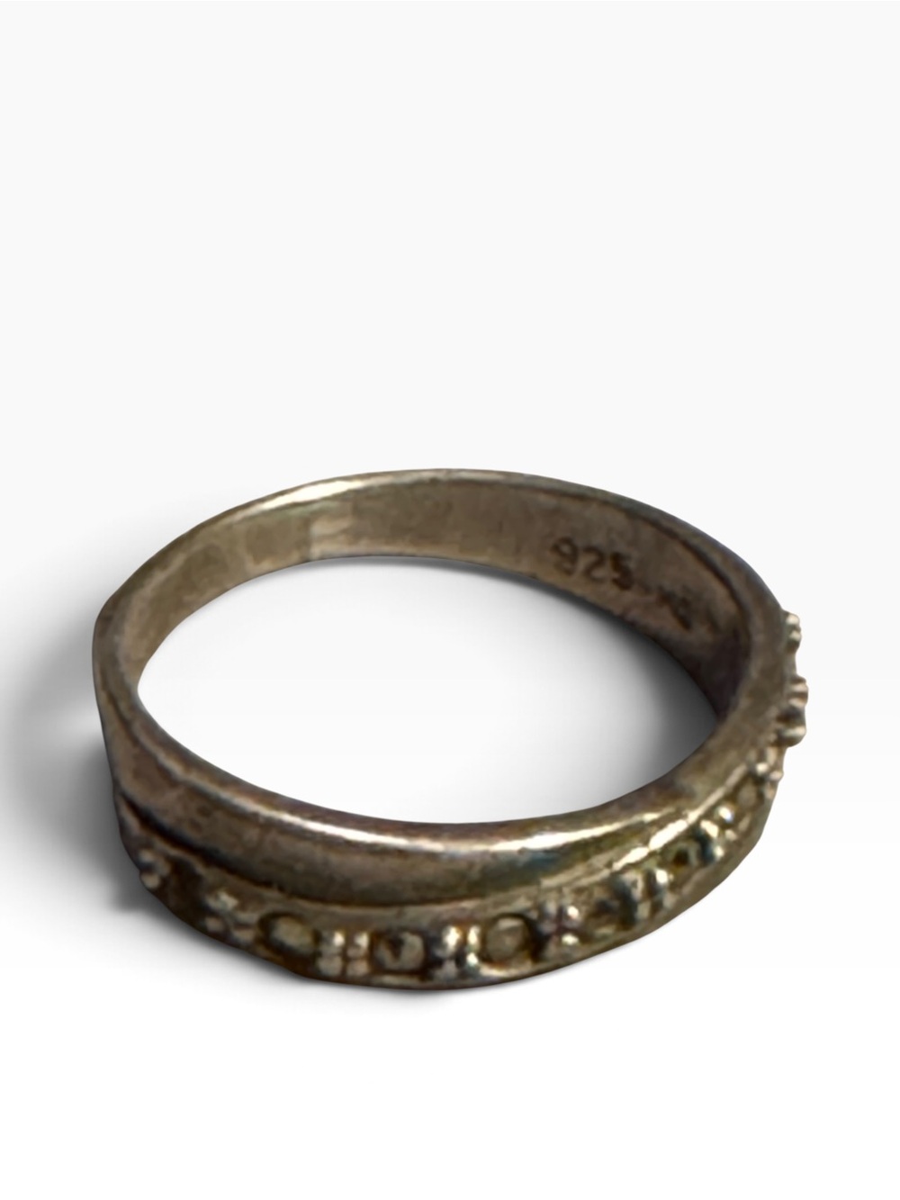 Sterling Silver 925 marcasite Decorative Band Ring Size7